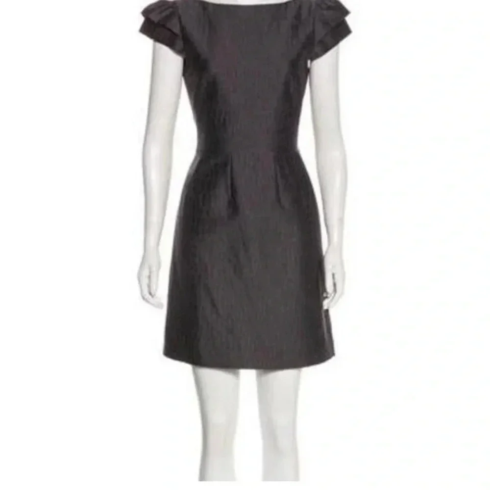 Grey Halston Heritage cap sleeve short cocktail wedding guest size 4.